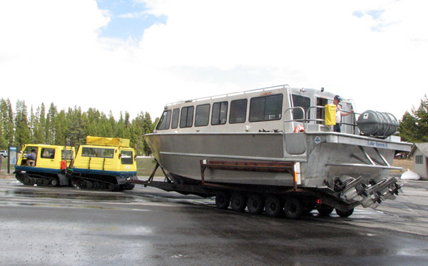 Moving the Lake Queen with a Snow-Cat