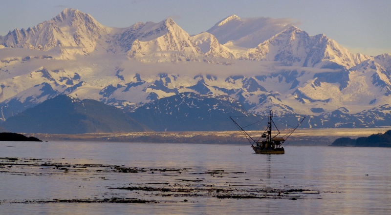Mt. Fairweather as we are leaving Elfin Cove