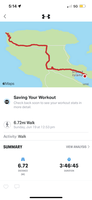 My stats from the hike from Reid Harbor to Turn Point
