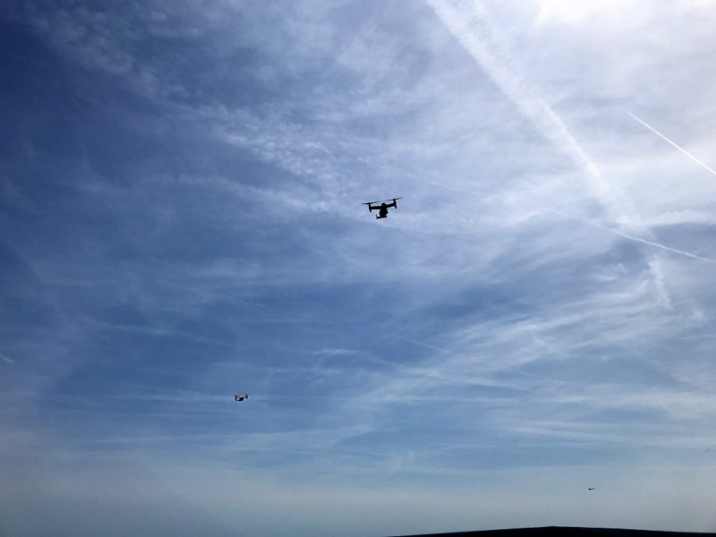 Naval aircraft that rattled the boat!  Perhaps Ospreys?