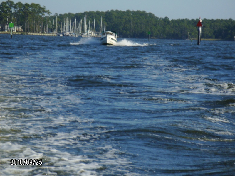 New 22ft C-Dory following behind us on the way to Beaufort,NC