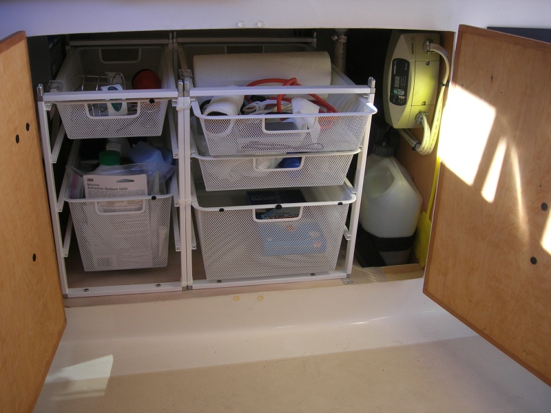 New Drawers... each piece was modular and we actually ended up placing deeper drawers on the top parts of a less deep rack (to fit along the angle of the hull).     Note:  we have now been using these for ~7 years and still love them.   They still look and work like new with absolutely no signs for wear or rust.