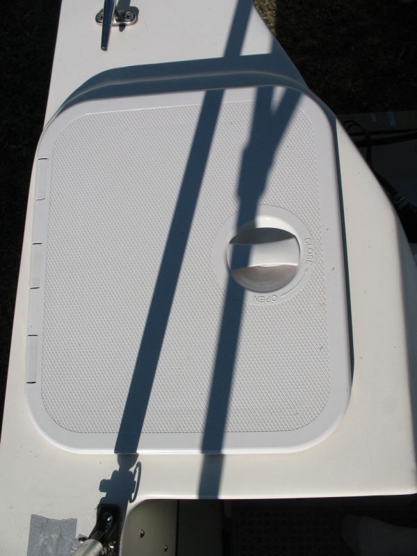 New hatch, overview.  Key was to not have the hatch overlap the deck "boss" on either after corner.
