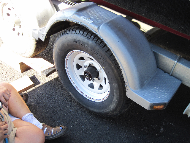New Rim and Tire Bolted On