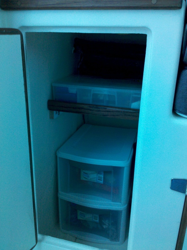 New shelf in hanging locker.