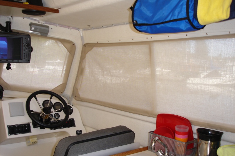 New sunbrella shade window coverings. Allow light and some view but lots of privacy.