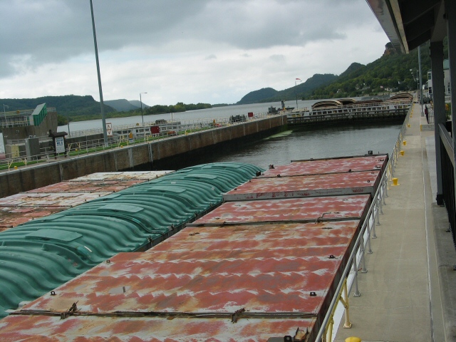 Nine barges have already locked through