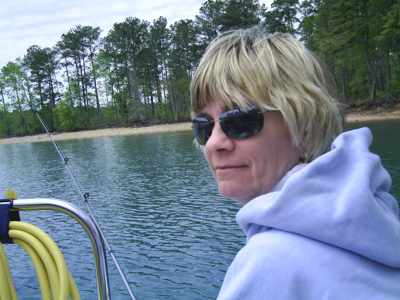 Nobody thinks she is competitive but Cathy starts right in to catch the first fish ;-)
