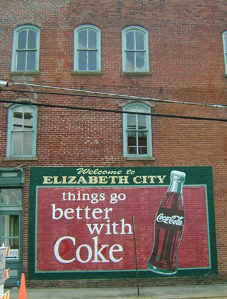 old fashioned Coke sign in Elizabeth City
