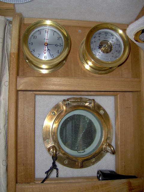 open port hole to see what the weather is doing.