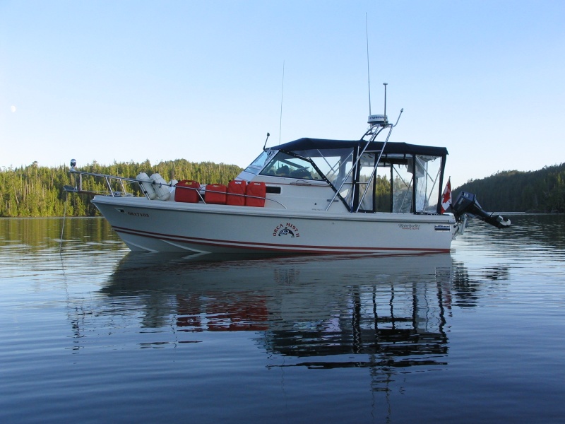 ORCA MIST II a 24' Limestone Express Cruiser. Owned her for 6 years while cruising the British Columbia Coast. Great performance boat, but I went broke feeding the 300 HP Mercruiser.