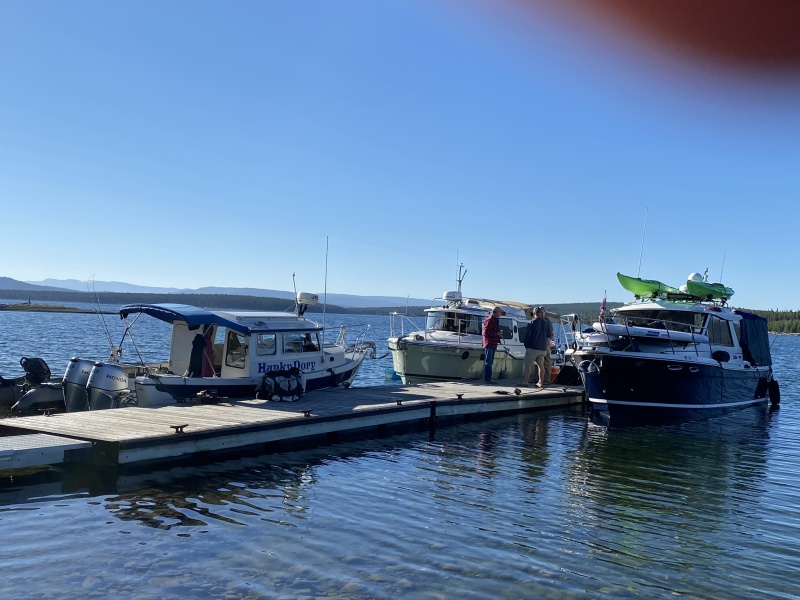Our CD 22, Bill?s Ranger 23 & Dan?s Cutwater 28 at the Eagle Bay dock