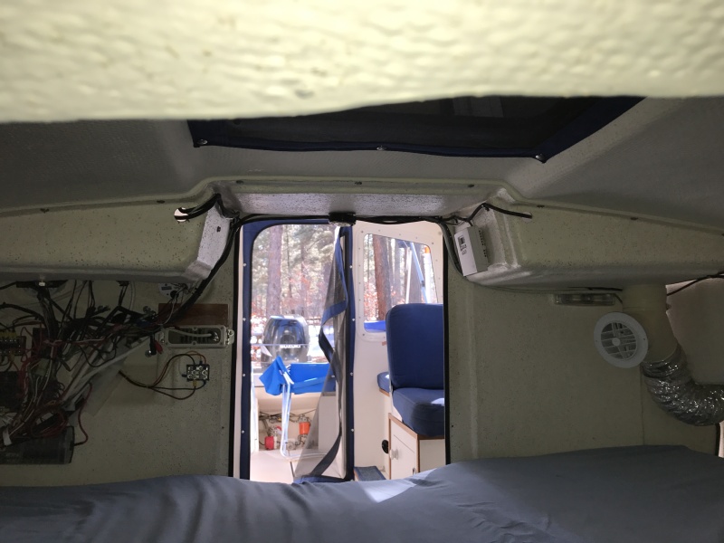 out of V-berth into cabin.