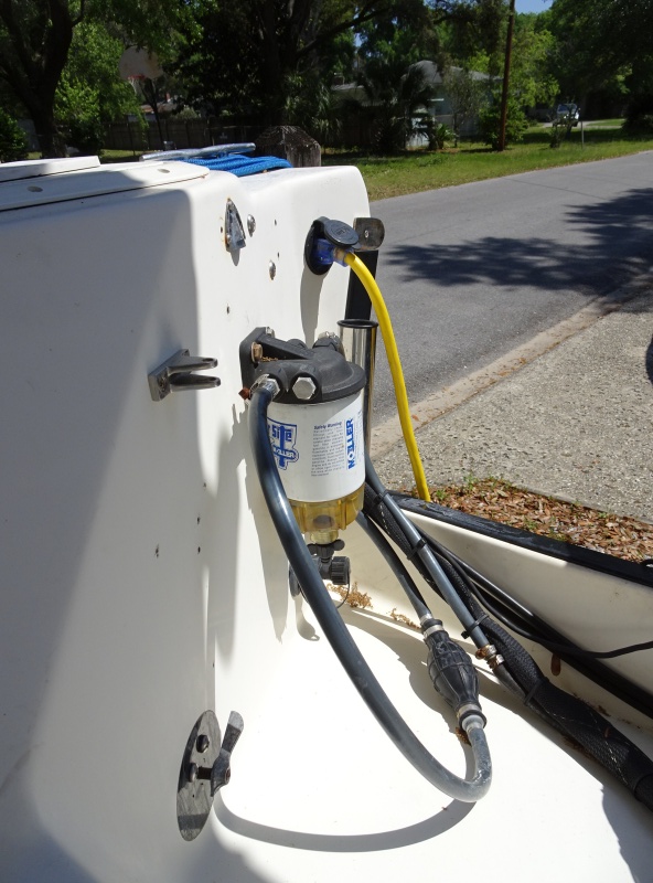 Oversized Razor, power inlet, and wash down pump bib on Starboard side of Splash well.