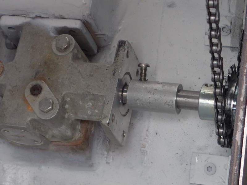 P6130050 "Take Me To The Volcano"  Right-angle gear drive from crank chain to prop shaft.