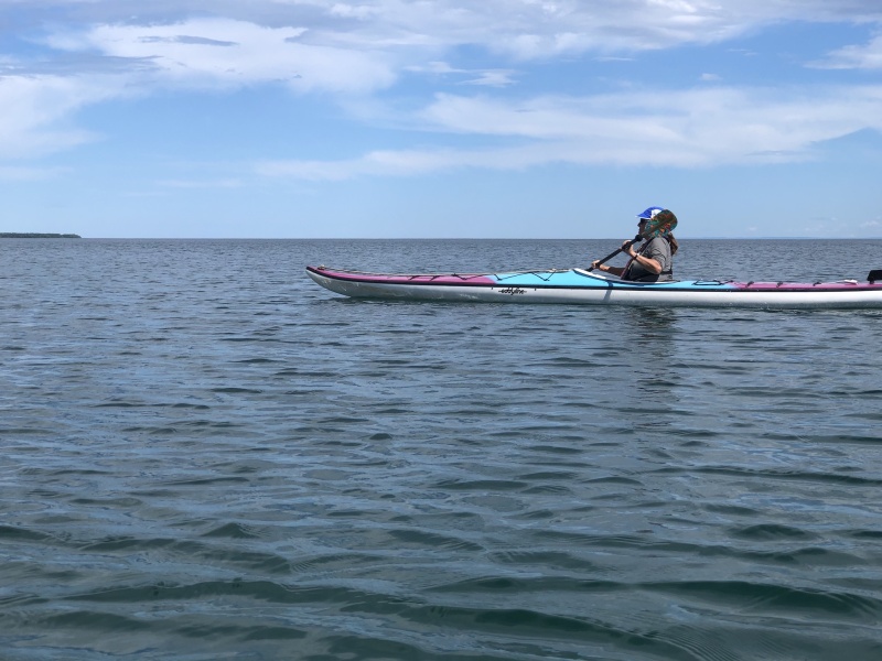 Paddling across Big Bay