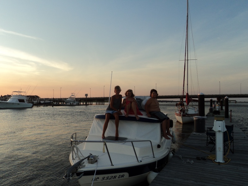 Pam & the kids watching the sun set.