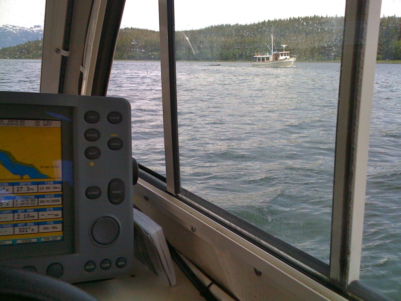 Passing Nordic Tug on way out of Oliver Inlet