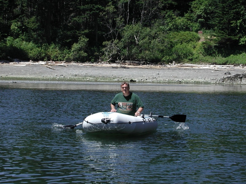 Pat in Dinghy - Matia Island - 6-28-03