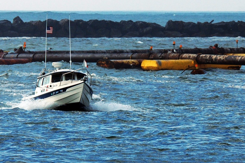 Patrolling the harbor entrance