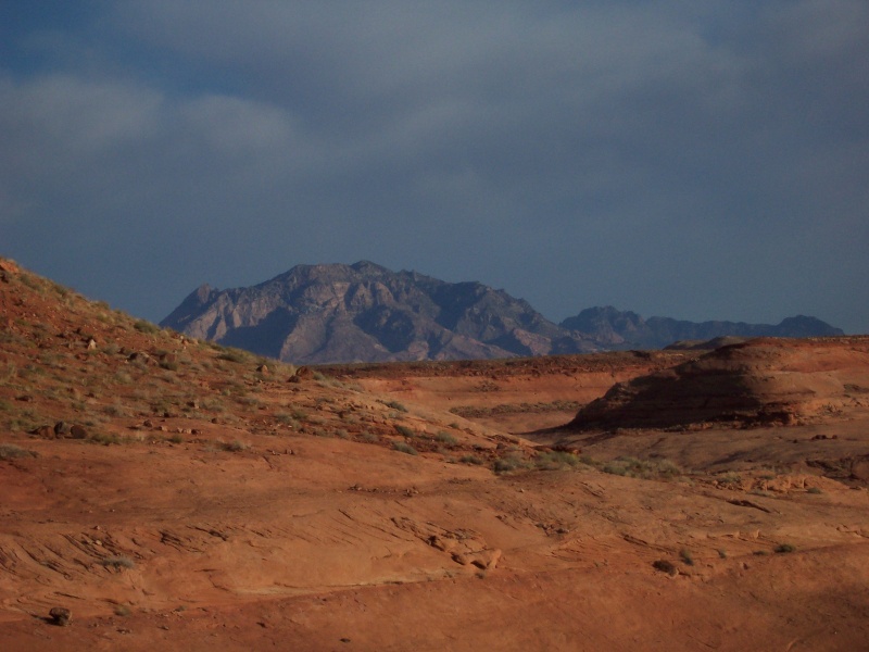 Photo of Henry Mountains taken from on shore in Hansen Creek Canyon 11-14-10