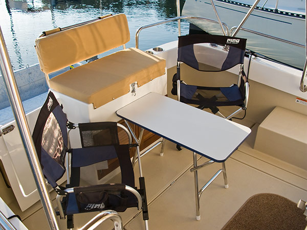 PICO chairs - sharing the cockpit with a 16" x 32" Garelick table