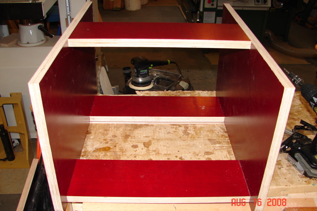 Plywood frame for drawers.  This is phenolic-coated exterior grade 3/4" plywood (source:  woodpeck.com)