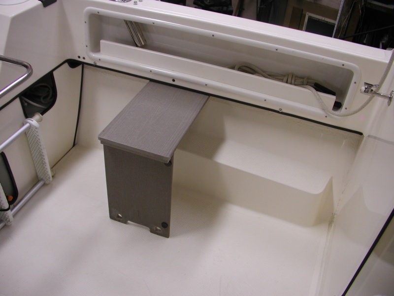 Port bench will slide forward to cabin