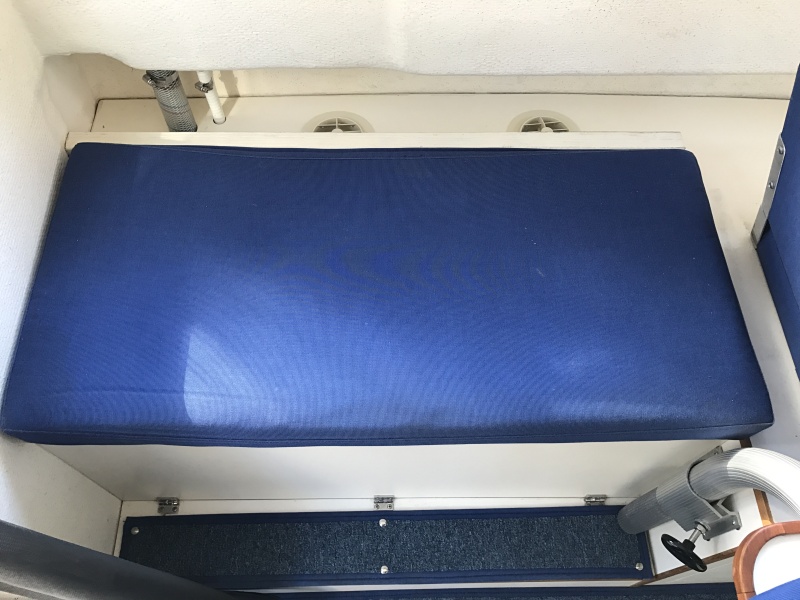 Port side cushioned bench seat.