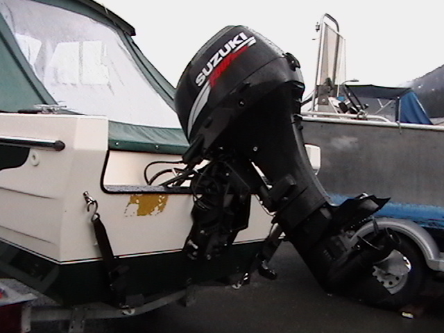 Port view of transom before kicker mount installed