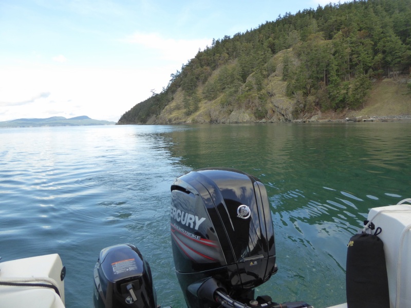 Put a couple hours on the kicker, exporing the west and south shores of Blakely island