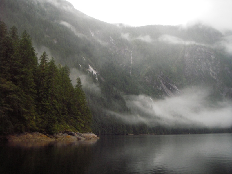 RAIN and lots of it, low clouds, and lots of waterfalls around the rock walls.