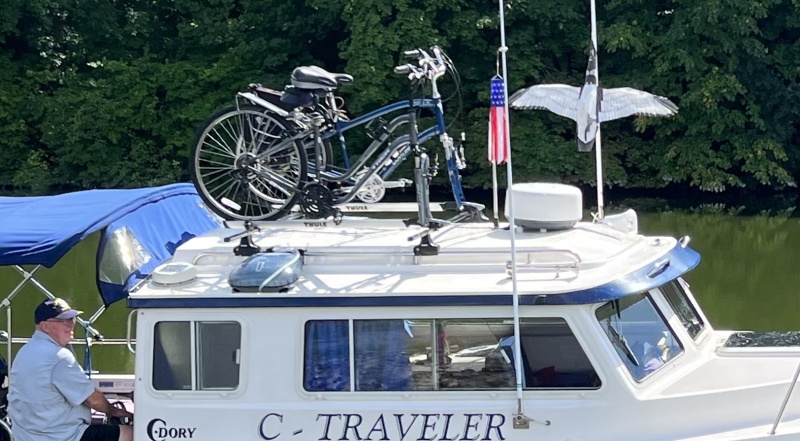 Rarely, I will place a bike rack on the roof.  This is just to get an idea where it is positioned.  I don't know if the rack sits high enough to clear solar panels. I'll cross that bridge later.