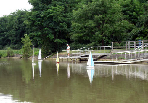 RC sailboats in the canal