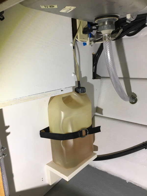 Remounted the Wallis stove diesel jug.