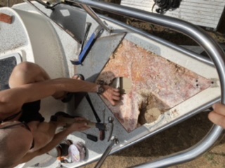 Removing the skin and core. A job for a good friend. Or perhaps a job only a good friend would do.