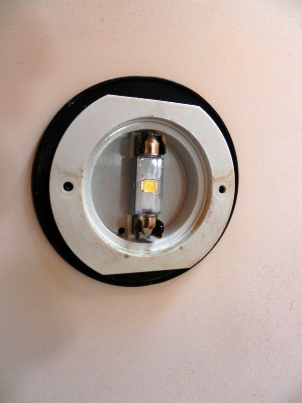 Replacement festoon bulb installed