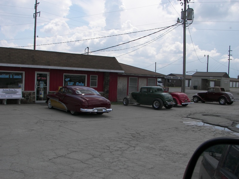 Restored Route 66 - continuous flow of hot rods, custom cruisers, antiques and motorcycles.