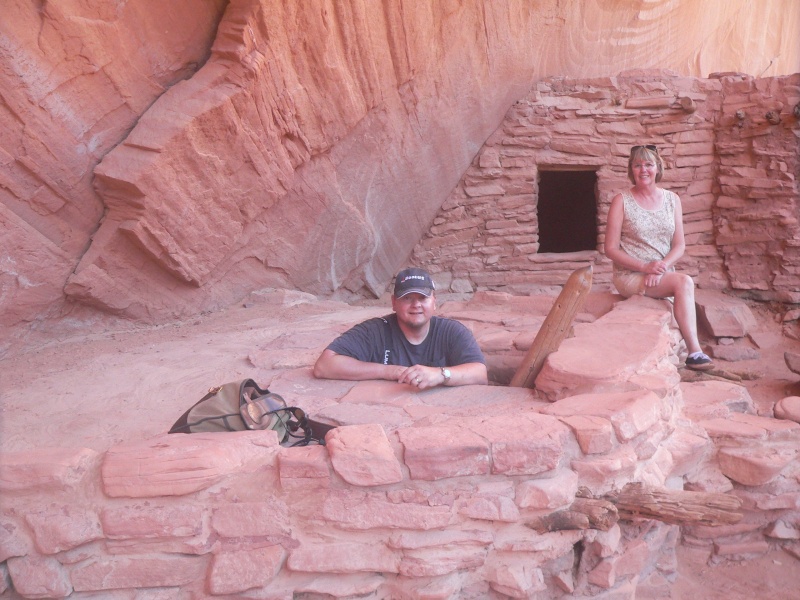 Robert is exploring the ceremonial chamber at the Indian Ruins while Diane is watching to make sure he is coming out