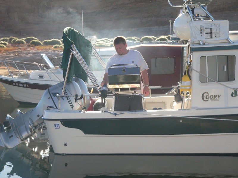 Robert preparing a gourmet meal after a long journey on the Colorado River at Oak Canyon