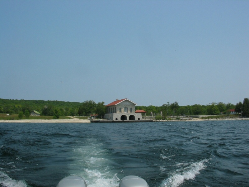 Rock Island WI, another view of ferry landing. Across the strait is Jackson Harbor on Washington Island. Very shallow in harbor, not a great overnight stop, okay to anchor out for a night.