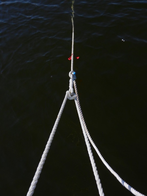 Rolling hitch to anchor rode