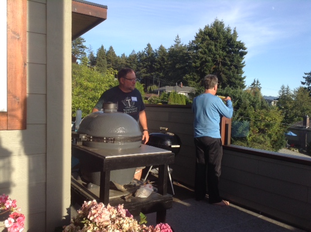 Ron's bbq's cooking the salmon