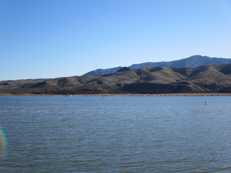 Roosevelt Lake RV\'s and camp trailers parked along the shore