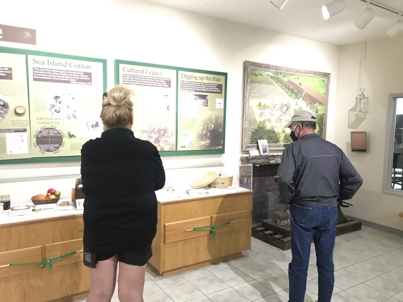 Rosanne and Bill checking out an exhibit at the Cumberland Island National Seashore Museum in St. Marys