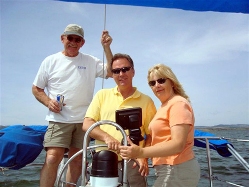 Sailing on our buddy, Steve's boat