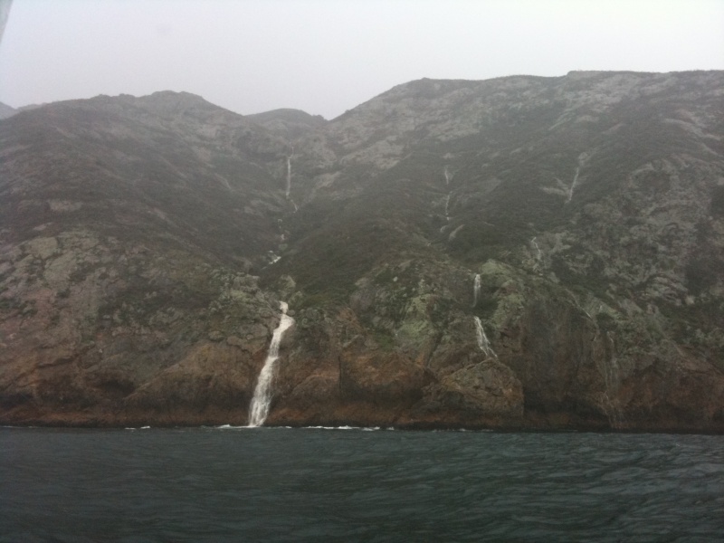 Santa Cruz Island water falls during storm