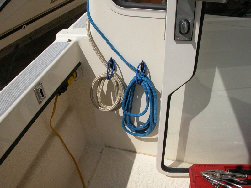 Sea Angel Port side Shockcord Line Hangers -for 1/2" gold bow  and 3/8" blue breast lines