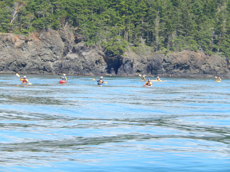 Sea kayakers play near Deception Pass, 
the passage between Fidalgo Island and Whidbey Island