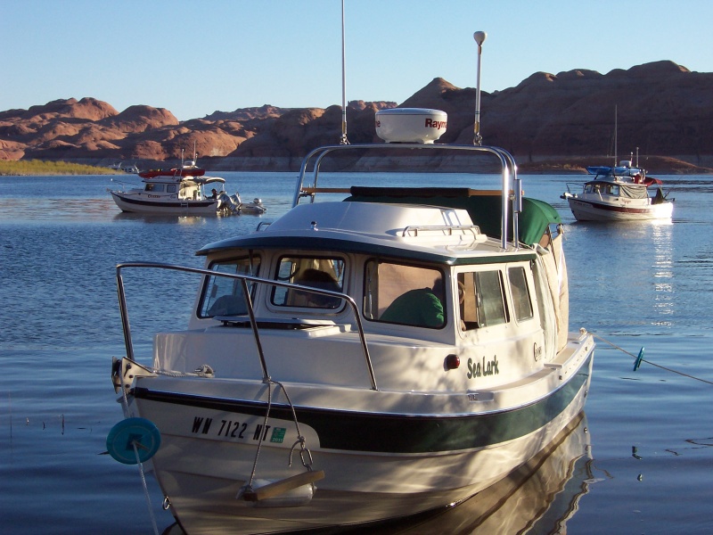 Sea Lark on the beach and C-Cakes and Voyager at anchor at Oak Canyon 9-25